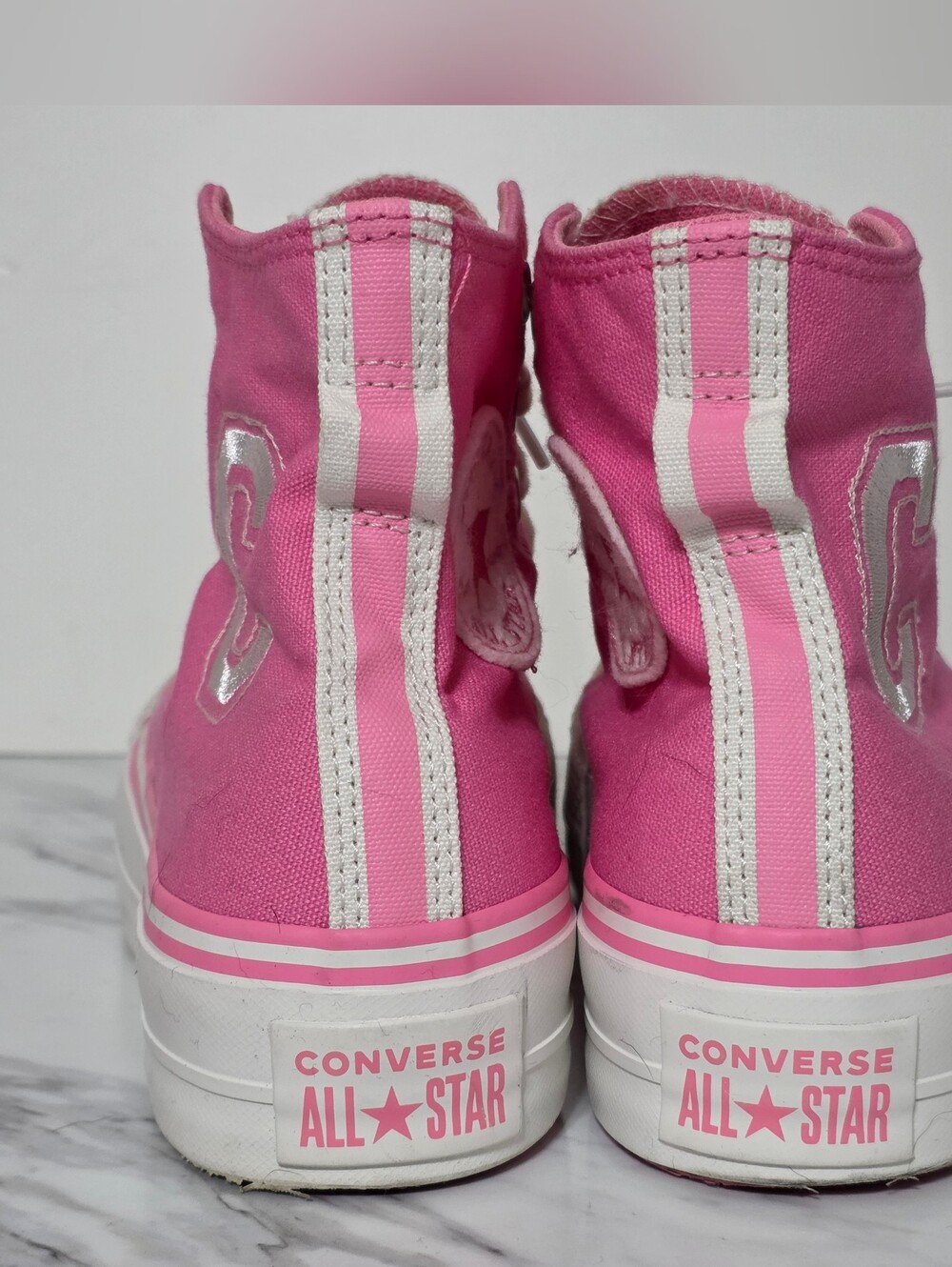 Converse Pink High-Top Kids Canvas Sneaker with White Sole - Picture 4 of 9